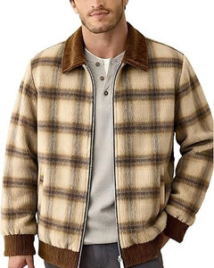 Chaqueta de Hombre Personalizada con Etiqueta Privada, Reversible, de Lana, Transpirable e Impermeable, con Parches de Camuflaje y Cuadros, Cierre de Cremallera Frontal - Product Image 6