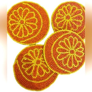 Round Beaded Resin <b>Coaster</b> <b>Green</b> Brown Star Pattern Modern Style Durable Waterproof Promotional Gift NOUSHAD HANDICRAFTS - Product Image 6