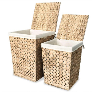 Cesto de Ropa Rectangular Ecológico Multifuncional de Jacinto de Agua para el Hogar, Cesta Organizadora de Almacenamiento con Forro para Uso Doméstico - Product Image 3