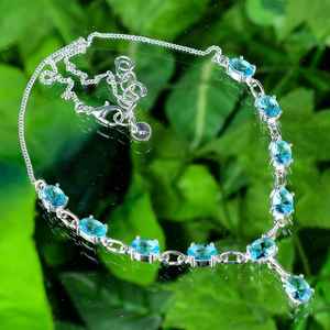 Collier aquamarine fait à la main en argent sterling, pendentif minimaliste, bijoux cadeau pour femmes, design en pierres précieuses fines - Product Image 4