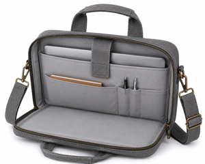Gray <b>Laptop</b> Bag 15.6 Inch Water Resistant Multi Pocket Lightweight Durable Carry <b>Case</b> with Shoulder Strap - Product Image 5