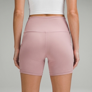 Shorts Deportivos de Yoga para Mujer al por Mayor, Cintura Alta, para Entrenamiento, Fitness, Color Rosa, con Bolsillos - Product Image 3