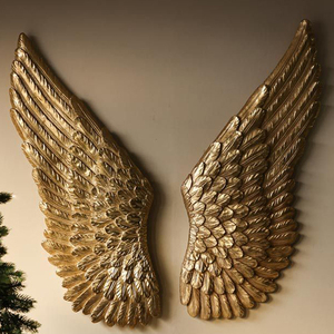 Décoration murale en métal au design magnifique pour le salon, oiseaux, ailes d'aigle, accessoires muraux de luxe, finition dorée - Product Image 1