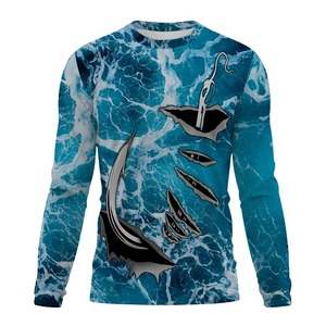 Maillots de pêche personnalisés à manches longues imprimés par sublimation pour hommes, 100 % coton respirant, protection solaire anti-UV, grandes tailles, sur mesure - Product Image 6