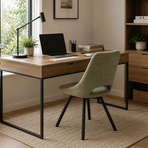 Chaise de salle à manger rembourrée moderne avec dossier ergonomique, chaise de salle à manger en tissu avec pieds en métal robustes pour salle à manger, cuisine, restaurant - Product Image 6