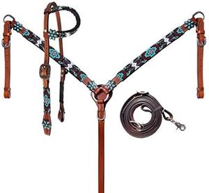 Bridon Western en PVC aspect cuir mat avec ferrures en laiton au meilleur prix - Product Image 1