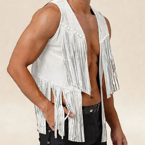 <b>Men</b> Vintage Fringe Vest <b>Suede</b> Leather Western Cowboy Sleeveless <b>Jacket</b> Tassel Biker Rodeo OEM <b>Jacket</b> Premium OEM Apparel - Product Image 5