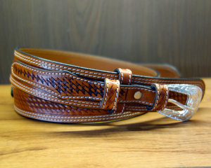 Hot Sale Custom Logo Cowhide <b>Leather</b> Belts High Quality Western Vintage Style Hand <b>Tooled</b> Wholesale Price - Product Image 2