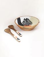 Bol à salade en émail et bois écoresponsable fait main, diamètre 8 pouces, vaisselle durable pour la maison et la restauration