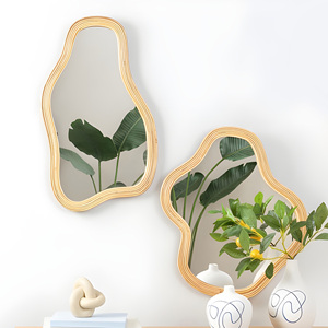Top pick home decoration wavy edge rattan wall hanging <b>mirror</b> beautiful <b>mirrors</b> produced in Vietnam - Product Image 1