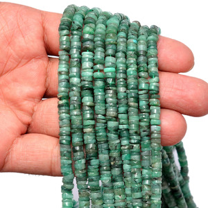 AAA Emerald 4mm Smooth Heishi <b>Wheel</b> Bead Natural Emerald Rondelle Coin Semiprecious Gemstone <b>Spacer</b> Tyre Loose Beads For Jewelry - Product Image 3