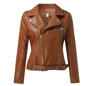 Veste en cuir véritable pour femme, élégante, en cuir d'agneau véritable, manches longues - Product Image 1