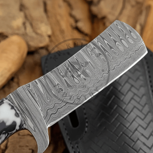 Cuchillo de caza tipo Bull Cutter, cuchillo de vaquero, acero de Damasco, hecho a mano, para exteriores, OEM, personalizable, 2026, 3 años de garantía, mango de madera Pakka - Product Image 5