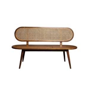 Teak Wooden Rattan <b>Garden</b> Bench Outdoor Patio Bench <b>Cane</b> Back Seating for <b>Garden</b> Hotel Villa Courtyard Furniture - Product Image 2