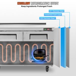 Attrezzatura di refrigerazione da cucina commerciale 48 \ "in acciaio inox refrigerato Food Prep Station 12 padelle tagliere 2 porte - Product Image 4