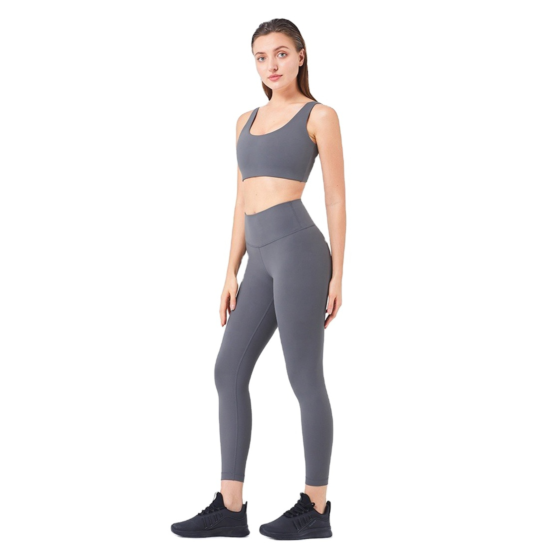 Customized Mid-Waisted Women's Yoga Set Waterproof Active Stretch Breathable Seamless Print Spandex/Nylon 2-Piece Fitness Wear