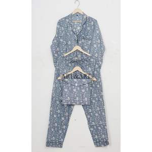 Nouveautés : Pyjamas pour femmes 100% coton, manches longues, col en V, ensemble de pyjama pour la plage et les vacances - Product Image 5