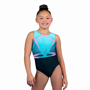 Justaucorps élastique sans manches pour filles, bleu dégradé, en spandex, avec strass, pour l'entraînement de danse, marque CONX, faible MOQ personnalisé - Product Image 5