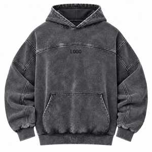 Unisex <b>Oversized</b> <b>Vintage</b> Washed Hoodie Pullover Solid Color <b>Sweatshirt</b> Kangaroo Pocket Winter Casual Breathable Eco-Friendly - Product Image 2
