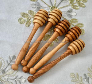Haute qualité en gros bois d'olivier naturel taille différente serveur de miel en bois Drizzler mélange agitateur pour pot vaisselle - Product Image 4