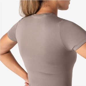 Camiseta Deportiva para Mujer OEM, Material Elástico que Absorbe el Sudor, Cómoda para Hacer Ejercicio, Camiseta para Gimnasio, Correr, Yoga, Venta al por Mayor - Product Image 2