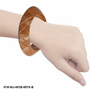 Handcrafted Natural Wood Bangle <b>Bracelet</b> Chunky Curved Carved Timber Wristband for Women <b>Boho</b> Style Organic Jewelry - Product Image 6