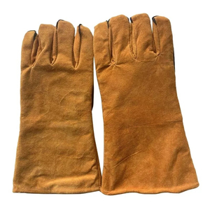 Gants TIG en cuir de vachette de haute qualité, prix de gros, 14 pouces, doublure en coton, protection contre les éclaboussures de métal fondu, pouce entièrement recouvert, longs - Product Image 3