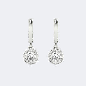 Boucles d'oreilles linéaires minimalistes de luxe plaquées or avec diamants synthétiques cultivés en laboratoire, taille ronde, 0,80 carat au total - Product Image 2
