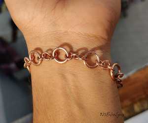 Bracelet en cuivre pur fait main, maillons irréguliers, fermoir à bascule, bijoux de guérison anciens martelés à la main pour hommes et femmes - Product Image 5
