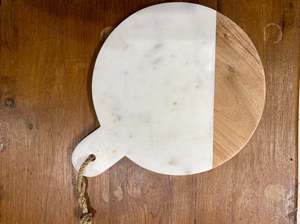 เขียงไม้และหินอ่อนพร้อมด้ามจับสำหรับเขียงพิซซ่าขนมขบเคี้ยว - Product Image 2