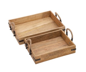 Élégant plateau de service en bois moderne de style vintage, assiette à dîner de qualité faite à la main, ustensiles de cuisine avec logo personnalisé - Product Image 2