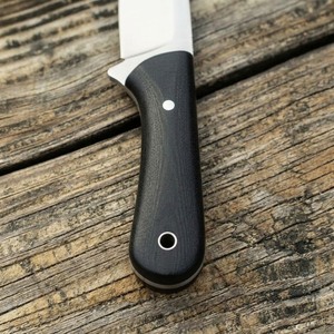 Cuchillo EDC de hoja fija de acero J2, hecho a mano, personalizado, OEM, con mango de micarta negra, para bushcraft y caza, con funda de cuero tipo pancake. - Product Image 3