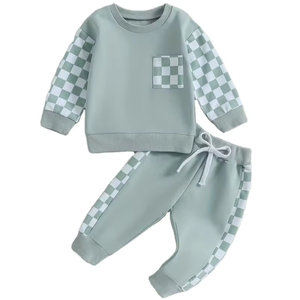 Customized Brand Baby Casual Print Color-Block Zip-Up Hooded Jersey Sweatshirt Joggers 100% Cotton ODM Autumn Winter Knitted - Product Image 1