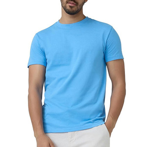Camiseta de Algodón de Color Sólido para Hombre, Manga Corta, Cuello Redondo, Corte Regular, Informal, Tejido de Punto Jersey, Transpirable, Diseño Liso - Product Image 1