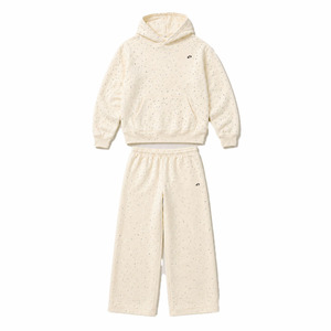 Neutral Tone Rhinestone Hoodies Jogger Sets Oversized Winter Streetwear Fleece Tracksuit OEM ODM Manufacturer - Product Image 3