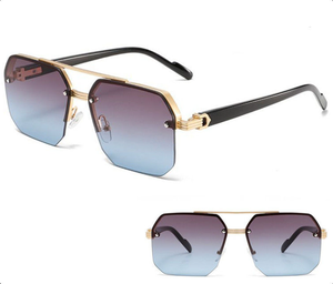 Gafas de Sol de Moda 2025 con Logotipo Personalizado, Montura Metálica Cuadrada de Media Montura, Resistentes a los Rayos UV, para Hombre y Mujer, para Viajes de Verano - Product Image 5