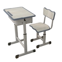 Muebles Escolares Modernos de Metal, Conjunto de Escritorio y Silla Individual para Estudiantes, Altura Ajustable, Pupitre Escolar