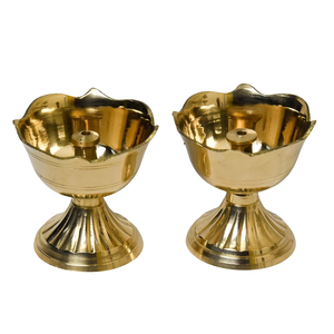 Pure Brass <b>Rose</b> Nanda Table Diya Decorative Brass Oil <b>Lamp</b> Handmade Indian Home Decor Traditional Candle Holder - Product Image 2