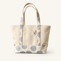 Tas Tote Kanvas Katun Motif Polkadot Mewah dengan Pegangan Bahu Panjang Ramah Lingkungan Ringan Unisex Ukuran Dapat Disesuaikan untuk Belanja