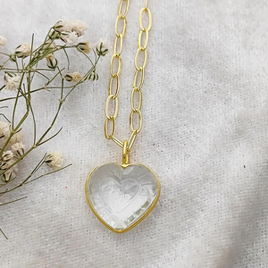 Gemstone Heart Carving Pendant <b>Necklace</b> Handmade 15mm Heart Shape Carving Gold Plated Bezel <b>Necklace</b> Birthstone <b>Necklaces</b> - Product Image 2