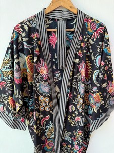 Robe Kimono Imprimée à Motifs de Dessins Animés pour Femme, en Coton Doux, Tenue d'Intérieur Estivale, Faite à la Main, Style ODM, Col en V, Taille Élastique, Peignoir - Product Image 3