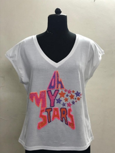 T-shirt en coton à manches courtes et col en V pour femme, haut léger au meilleur prix - Product Image 4