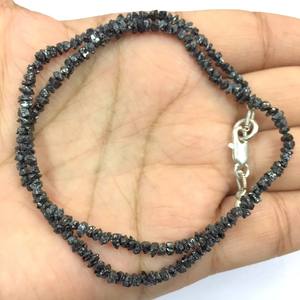 สร้อยคอเม็ดเพชรดิบสีดำธรรมชาติ 100% ขนาด 2 ถึง 3 มม. แบบเจาะรู ราคาถูกที่สุด เม็ดเพชรดิบ 20 นิ้ว - Product Image 2