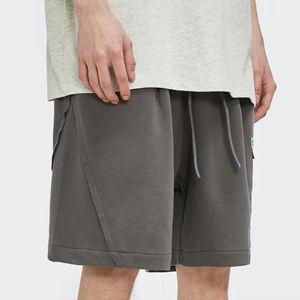 กางเกงขาสั้นกีฬาผู้ชายสไตล์วินเทจแบบปรับแต่งได้ ผ้าฝ้าย 100% ล้างสีแบบแอซิดวอช ทรงจ็อกเกอร์ สตรีทแฟชั่น สายรัดเอวแบบดึงได้ ผ้าเรียบ สตรีทแวร์ - Product Image 5