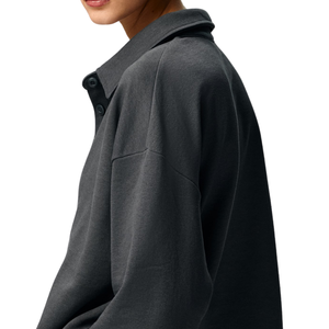 Sweat-shirt à col personnalisé pour femme, pull décontracté en polaire à manches longues avec poignets côtelés, vêtement d'hiver premium pour le streetwear - Product Image 4