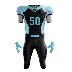 กางเกงและเสื้อฟุตบอลอเมริกันคุณภาพสูง ผลิตจากโพลีเอสเตอร์ 100% ระบายอากาศได้ดี รับสกรีนโลโก้ตามสั่ง ขายส่งชุดทีม - Product Image 2