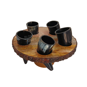 Cuerno para Beber Hecho a Mano con Soporte de Madera, Cuerno de Vaca, Buey o Búfalo Pulido, Auténtico Estilo Vikingo Rústico Nórdico, Ideal para Regalo - Product Image 2