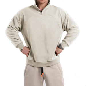 Sweat-shirt à col zippé pour homme, sweat-shirt en molleton à 14 zip, sweat-shirt à col montant, sweat-shirt uni avec logo brodé, sweat-shirt unisexe - Product Image 1
