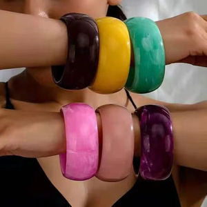 Pulseras de Resina Hechas a Mano, Juego de Joyería Redonda Colorida de Moda para Mujer, Accesorios de la Colección Hecha a Mano - Product Image 1