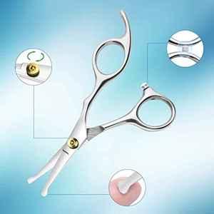 Ciseaux à poils du nez en acier inoxydable allemand à pointe sphérique avec vis réglable et repose-doigt fixe, personnalisables avec logo - Product Image 4